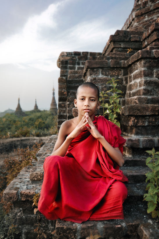 Novice Monk and Ancient Temples