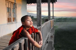 Monk Enjoying the Sunset
