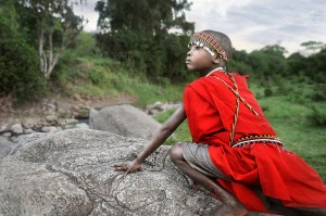 Masai Boy on a Rock