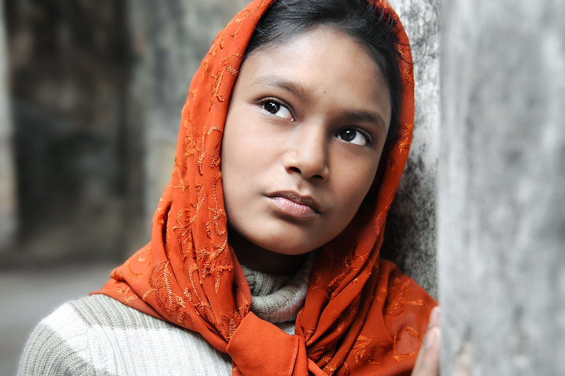 Girl In Orange Headscarf